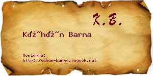 Káhán Barna névjegykártya